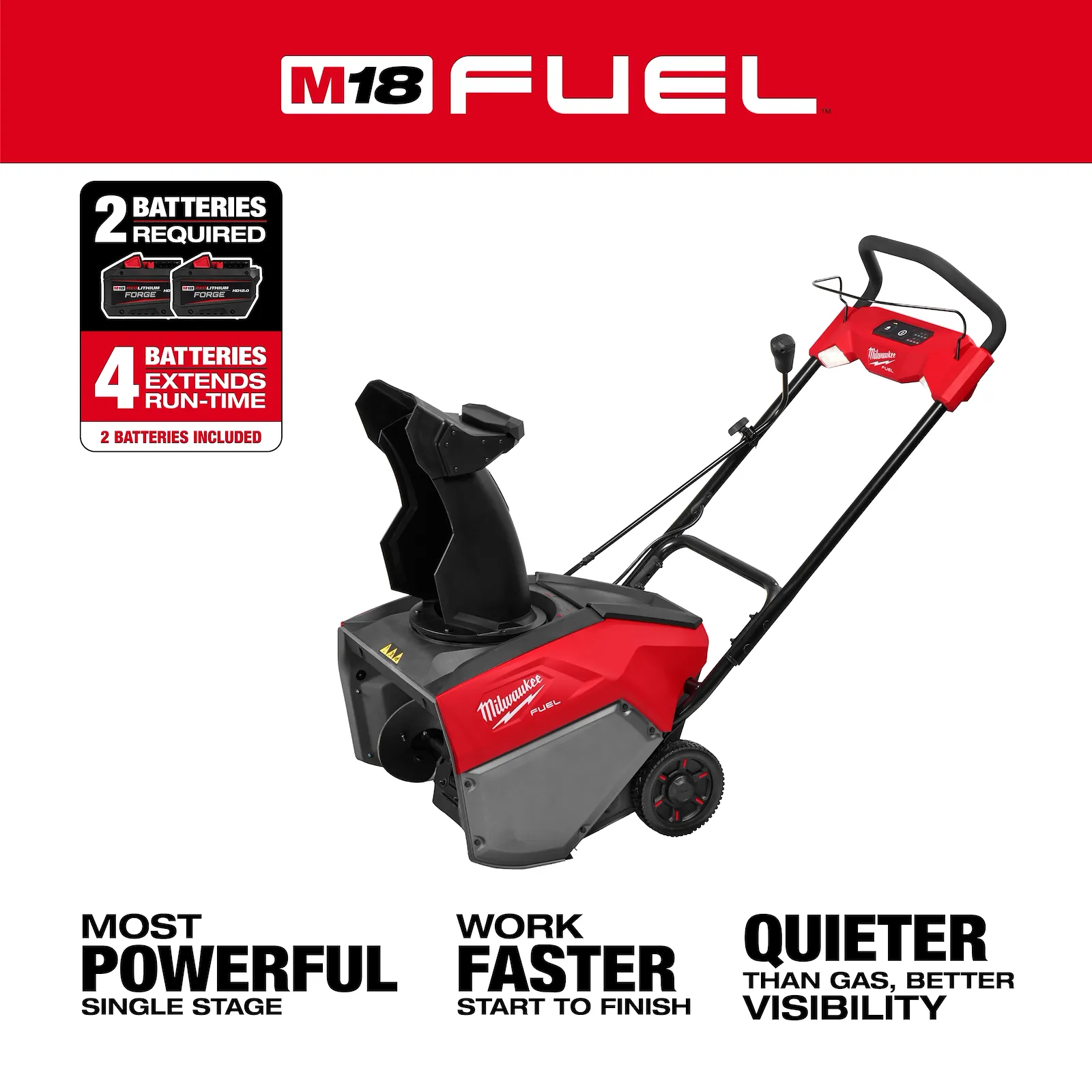 M18 FUEL™ 21" Auger Propelled Dual Battery Single Stage Snow Blower Kit – Powerful, Cordless Winter Cleanup - Image 2